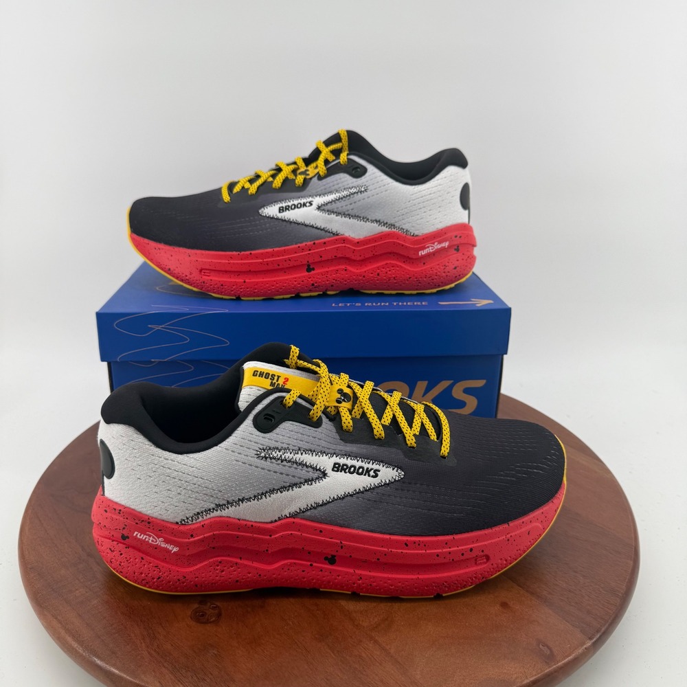 Brooks Ghost Max 2 Mickey Mouse Red Black Disney Running Shoes Men 9.5 Wide 2E